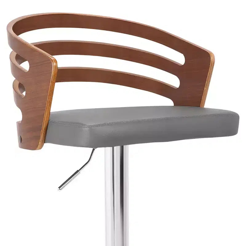 Sgabello da bar girevole regolabile GDFStudio Adele in similpelle e legno con poggiapiedi