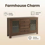 54.4 Mobile Credenza a Buffet, Mobile Contenitore d'Accento con 2 Ante in Vetro e 3 Cassetti, Tavolino da Caffè, Porta TV per Soggiorno, Cucina, Sala da Pranzo
