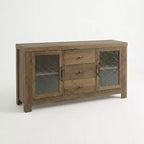 54.4 Mobile Credenza a Buffet, Mobile Contenitore d'Accento con 2 Ante in Vetro e 3 Cassetti, Tavolino da Caffè, Porta TV per Soggiorno, Cucina, Sala da Pranzo