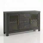 54.4 Buffet Sideboard, Accent Storage Cabinet with 2 Glass Doors & 3 Drawers, Coffee Bar Table, TV Stand for Living Room, Kitchen, Dining Room