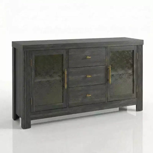 54.4 Buffet Sideboard, Accent Storage Cabinet with 2 Glass Doors & 3 Drawers, Coffee Bar Table, TV Stand for Living Room, Kitchen, Dining Room