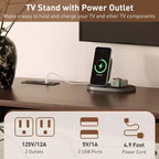 Mobile TV GDFStudio Edwin 70 Mid-Century Modern con anta a serrandina e presa di corrente
