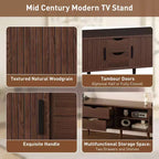 Mobile TV GDFStudio Edwin 70 Mid-Century Modern con anta a serrandina e presa di corrente