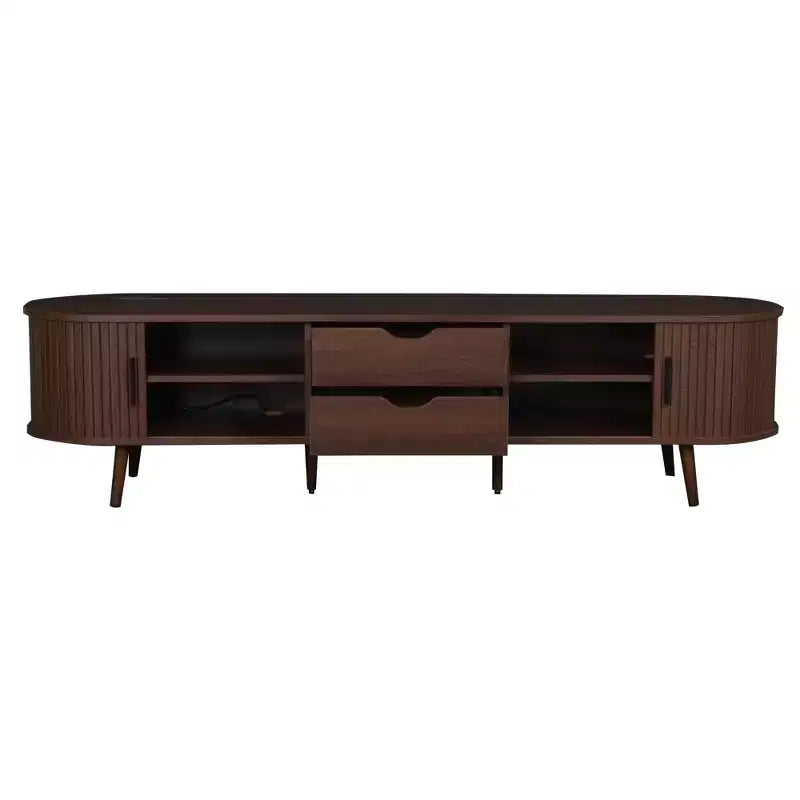 Mobile TV GDFStudio Edwin 70 Mid-Century Modern con anta a serrandina e presa di corrente