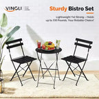 Set bistrot pieghevole da esterno VINGLI con 2 sedie e tavolo, set bistrot da 3 pezzi con struttura in acciaio di alta qualità per patio, balcone, giardino
