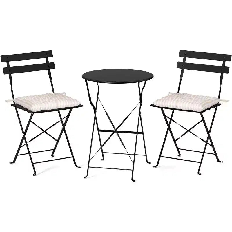 VINGLI Outdoor Folding Bistro Table and Chairs Set of 2, 3-Piece Bistro Set with Premium Steel Frame for Patio, Balcony, Garden