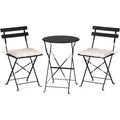 VINGLI Outdoor Folding Bistro Table and Chairs Set of 2, 3-Piece Bistro Set with Premium Steel Frame for Patio, Balcony, Garden