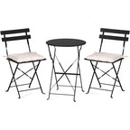 VINGLI Outdoor Folding Bistro Table and Chairs Set of 2, 3-Piece Bistro Set with Premium Steel Frame for Patio, Balcony, Garden