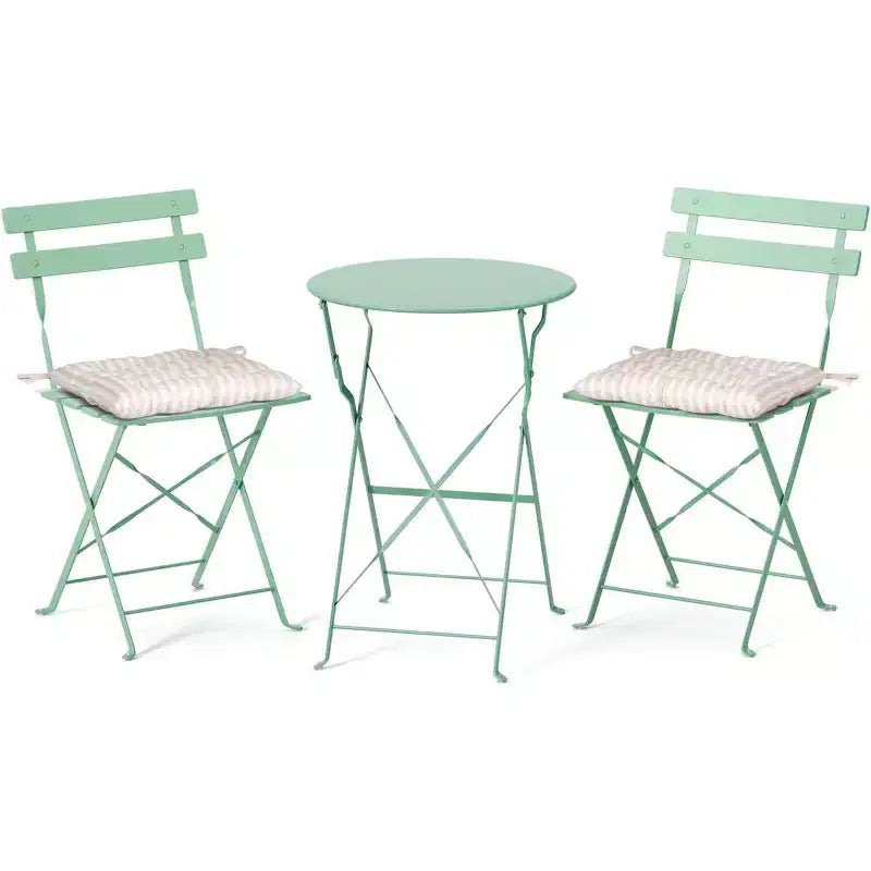 Set bistrot pieghevole da esterno VINGLI con 2 sedie e tavolo, set bistrot da 3 pezzi con struttura in acciaio di alta qualità per patio, balcone, giardino