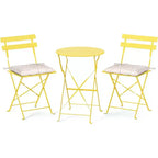 Set bistrot pieghevole da esterno VINGLI con 2 sedie e tavolo, set bistrot da 3 pezzi con struttura in acciaio di alta qualità per patio, balcone, giardino