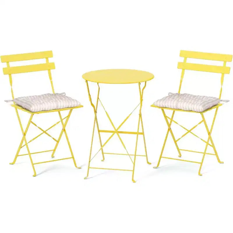 Set bistrot pieghevole da esterno VINGLI con 2 sedie e tavolo, set bistrot da 3 pezzi con struttura in acciaio di alta qualità per patio, balcone, giardino