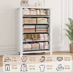 Cassettiera a 5 cassetti per camera da letto, cassettiera alta 114 cm con design a V, comodino moderno in legno per soggiorno, ingresso, cameretta