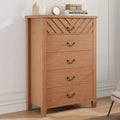 5 Drawer Dresser for Bedroom, 45in Tall 5 Chest of Drawer with V Shape Design, Modern Wooden Closet Nightstand for Living Room Entryway Nursery