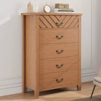 5 Drawer Dresser for Bedroom, 45in Tall 5 Chest of Drawer with V Shape Design, Modern Wooden Closet Nightstand for Living Room Entryway Nursery