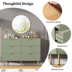 Comò moderno a 6 cassetti con scanalature, cassettiera in legno da 120 cm con maniglie in metallo, design a doppio cassetto per una conservazione versatile in soggiorno, corridoio, camera da letto
