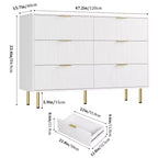 Comò moderno a 6 cassetti con scanalature, cassettiera in legno da 120 cm con maniglie in metallo, design a doppio cassetto per una conservazione versatile in soggiorno, corridoio, camera da letto