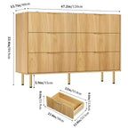 Comò moderno a 6 cassetti con scanalature, cassettiera in legno da 120 cm con maniglie in metallo, design a doppio cassetto per una conservazione versatile in soggiorno, corridoio, camera da letto