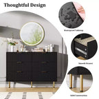 Comò moderno a 6 cassetti con scanalature, cassettiera in legno da 120 cm con maniglie in metallo, design a doppio cassetto per una conservazione versatile in soggiorno, corridoio, camera da letto