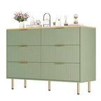Comò moderno a 6 cassetti con scanalature, cassettiera in legno da 120 cm con maniglie in metallo, design a doppio cassetto per una conservazione versatile in soggiorno, corridoio, camera da letto