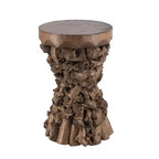Table d'appoint GDFStudio Zoe style ferme en bois de mûrier et de paulownia avec base en racine d'arbre organique