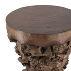 Table d'appoint GDFStudio Zoe style ferme en bois de mûrier et de paulownia avec base en racine d'arbre organique