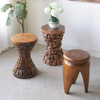 Table d'appoint GDFStudio Zoe style ferme en bois de mûrier et de paulownia avec base en racine d'arbre organique