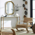 Specchio da parete ad arco Uttermost Bradano in ottone antico 23 3/4 x 35 1/2