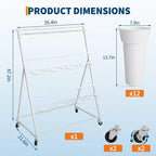 Coolmee Espositore per Fiori, Carretto per Fiori a 3 Livelli con 12 Secchi Rotondi e Ruote, Espositore Mobile per Fiori per Giardino, Matrimoni, Fiorai