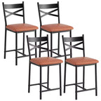Counter Height Bar Stools  26 High Back Upholstered Set of 4 with Metal Footrest  for Kitchen, Dining Room, Breakfast Bar