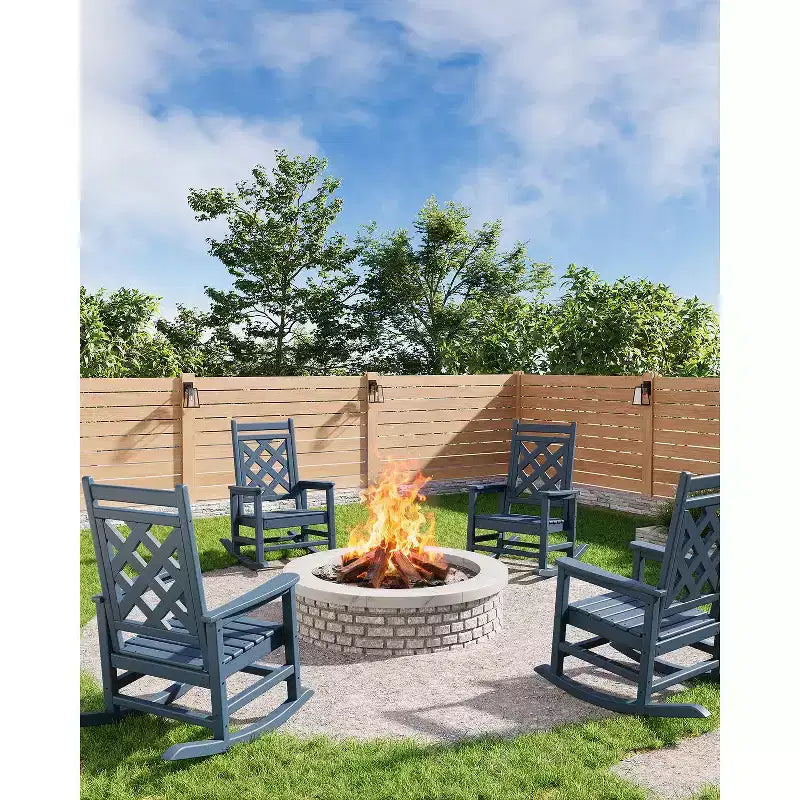 Sedia a dondolo Adirondack in HDPE per tutte le stagioni, 172 kg, resistente alle intemperie, schienale alto, braccioli larghi, per ponte, patio, piscina, giardino