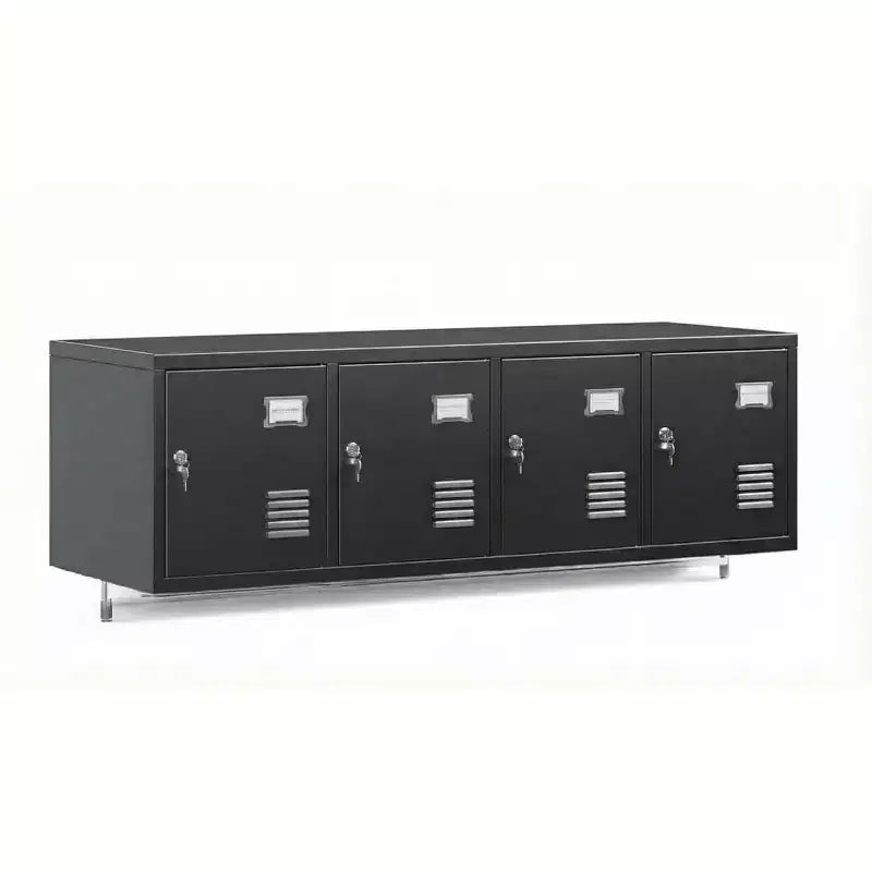 Locker, Storage Cabinet  4-Door Metal Locker with Individual Locks, Wall-Mountable Steel Organizer for Employees, Gym, School, Office, Black