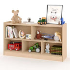 Scaffale in legno a 5 sezioni su 2 livelli, libreria a giorno per bambini con organizer per giocattoli per sala giochi, asilo nido, aula scolastica, scuola materna