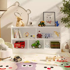 Scaffale in legno a 5 sezioni su 2 livelli, libreria a giorno per bambini con organizer per giocattoli per sala giochi, asilo nido, aula scolastica, scuola materna