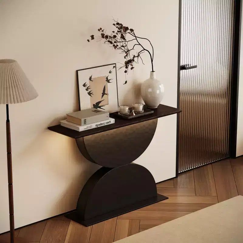 GDFStudio Avrit Tavolo Consolle Moderno 47'' a Semicerchi Doppi con Base a Trama Martellata 3D