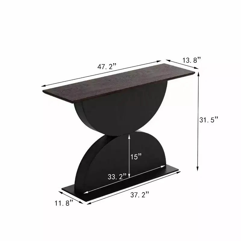 GDFStudio Avrit Tavolo Consolle Moderno 47'' a Semicerchi Doppi con Base a Trama Martellata 3D