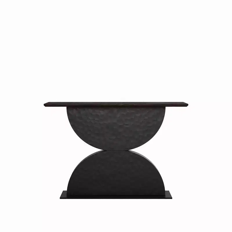 GDFStudio Avrit Tavolo Consolle Moderno 47'' a Semicerchi Doppi con Base a Trama Martellata 3D