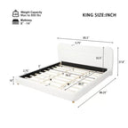 Struttura Letto a Piattaforma Minimalista Queen/King Size con Morbida Testiera Imbottita, Design Curvo, Bianco Crema - ModernLuxe
