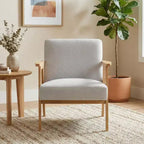 GDFStudio Bennett Sedia d'Appoggio Imbottita in Tessuto con Struttura in Legno di Gomma, Stile Moderno di Metà Secolo