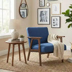 GDFStudio Bennett Sedia d'Appoggio Imbottita in Tessuto con Struttura in Legno di Gomma, Stile Moderno di Metà Secolo