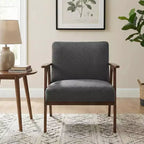 GDFStudio Bennett Sedia d'Appoggio Imbottita in Tessuto con Struttura in Legno di Gomma, Stile Moderno di Metà Secolo
