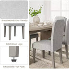 Lot de 2 chaises de salle à manger rembourrées à dossier haut avec pieds en bois, chaise d'appoint moderne en tissu avec garniture cloutée, pour salle à manger et cuisine