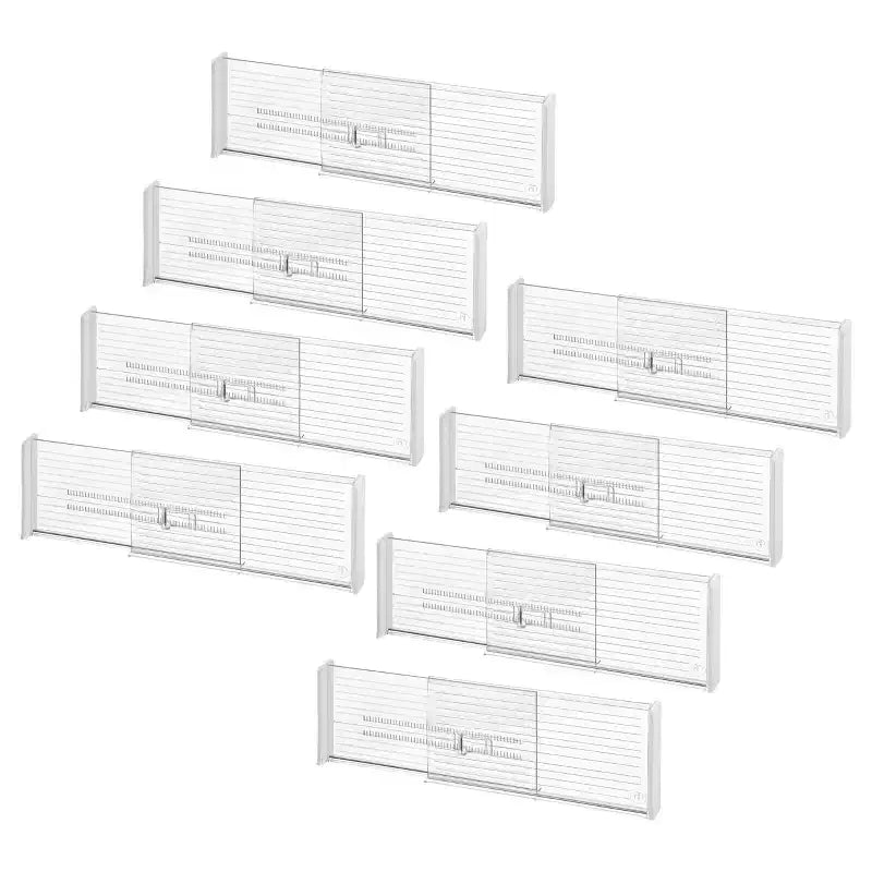 iDesign Expandable Plastic Deep Drawer Dividers - Adjustable Kitchen & Home Storage Organizers, 13.15 x 1.25 x 5.75, 8 Pack
