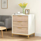 GDFStudio Ellery Comodino Moderno a 3 Cassetti con Struttura in Metallo
