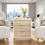GDFStudio Ellery Comodino Moderno a 3 Cassetti con Struttura in Metallo
