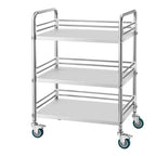 VEVOR Stainless Steel Cart, 3-Tier Rolling Lab Utility Cart with Lockable Wheels, Medical Serving Trolley Clinic Tray, Silver