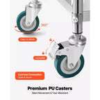 Carrello VEVOR in acciaio inox, carrello di servizio per laboratorio a 3 ripiani con ruote bloccabili, carrello medico con vassoio, argento