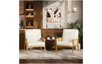 GustoWave Poltrona Accent in Pelle PU - Poltrona in Rattan con Braccioli e Gambe in Legno, Poltrona Imbottita per Soggiorno/Camera da Letto/Sala Lettura
