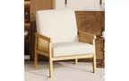 GustoWave Poltrona Accent in Pelle PU - Poltrona in Rattan con Braccioli e Gambe in Legno, Poltrona Imbottita per Soggiorno/Camera da Letto/Sala Lettura