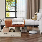 Acekool Struttura Letto Matrimoniale in Metallo Piattaforma Testiera Pediera Circolare Vintage Rumore Ridotto Nero