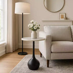 Tavolino d'appoggio in marmo per l'arredamento di casa - Tavolino decorativo piccolo per comodino, letto e soggiorno